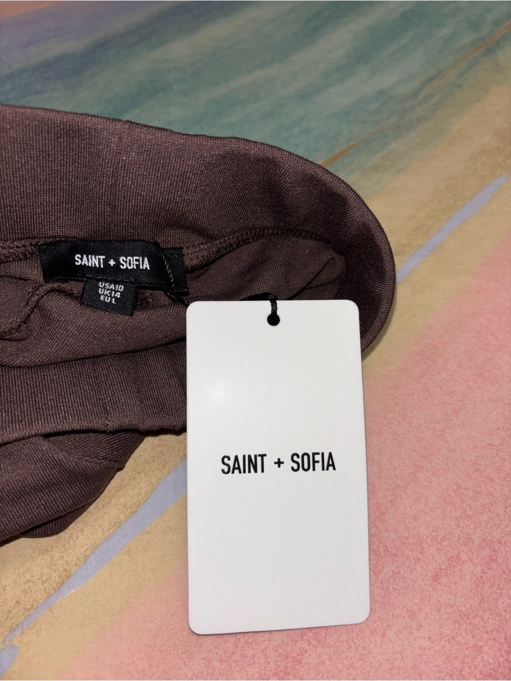 NWT Saint + Sofia Keller Wide Leg Pant brown size 10 Tall - Picture 4 of 9